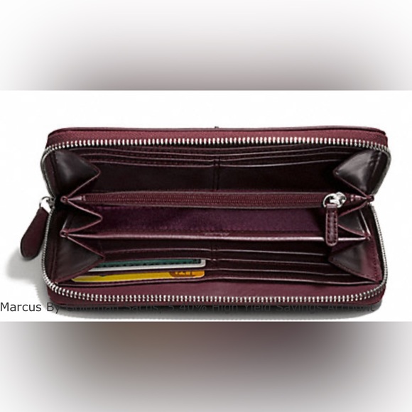 NWT Coach Campbell Sig Buckle Accordion Zip Wallet SL/Khaki/Burgundy F50095 - Picture 2 of 9